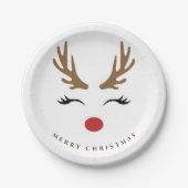 クリスマス誕生日トナカイ使い捨てパーティー ペーパープレート (正面)