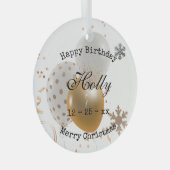 クリスマス誕生日バルーンと雪片 ガラスオーナメント (正面右)