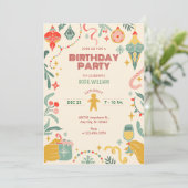 クリスマス誕生日パーティーオーナメント招待状 招待状 (スタンド正面)