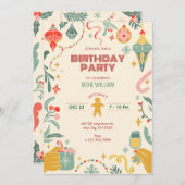 クリスマス誕生日パーティーオーナメント招待状 招待状 (正面/裏面)