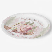 クリスマス誕生日ピンクホットチョコレートマグカッププレート ペーパープレート (アングル)