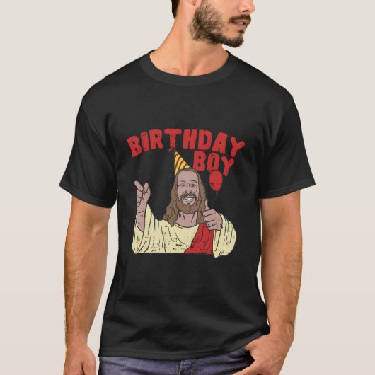 クリスマス誕生日ボーイおもしろいイエスリスリ宗教キリスト Tシャツ (正面)