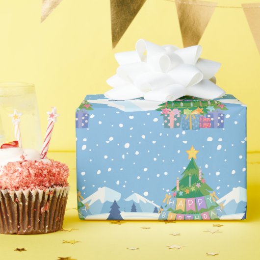 クリスマス誕生日ラッピング紙12月25日ギフトラップ ラッピングペーパー (誕生日パーティー)