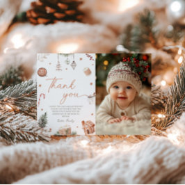 クリスマス誕生日写真サンキューカード 招待状