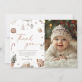 クリスマス誕生日写真サンキューカード 招待状 (正面)