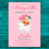 クリスマス誕生日招待状ピンクヴィンテージサンタ 招待状