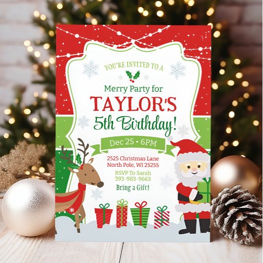 クリスマス誕生日招待状、クリスマスパーティー 招待状