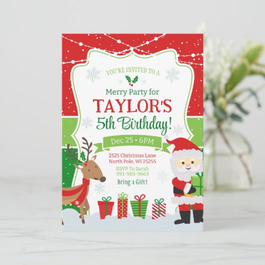 クリスマス誕生日招待状、クリスマスパーティー 招待状 (スタンド正面)