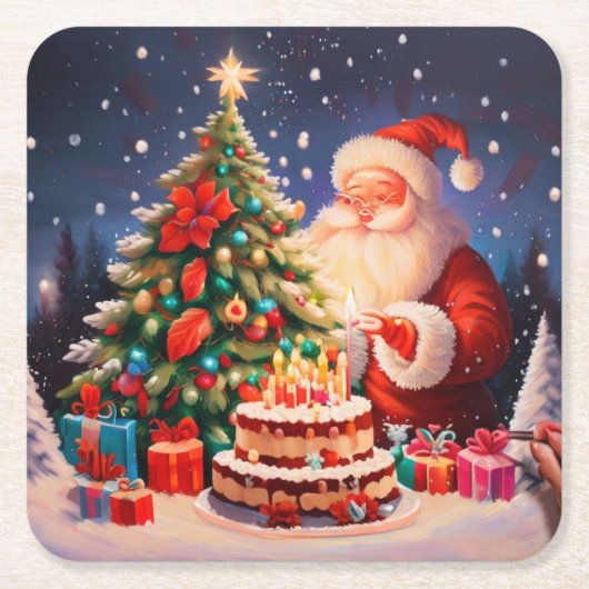 クリスマス誕生日11 スクエアペーパーコースター (正面)
