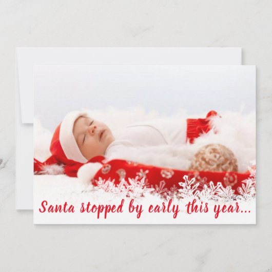 クリスマス誕生発表の写真生まれたばかりの シーズンカード (正面)