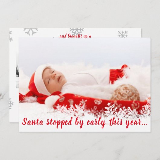 クリスマス誕生発表の写真生まれたばかりの シーズンカード (正面/裏面)