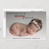 クリスマス誕生発表フォトホリデーカード サンキューカード (正面/裏面)