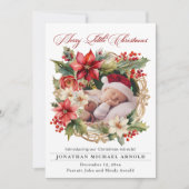 クリスマス誕生発表ポインセチア写真 シーズンカード (正面)