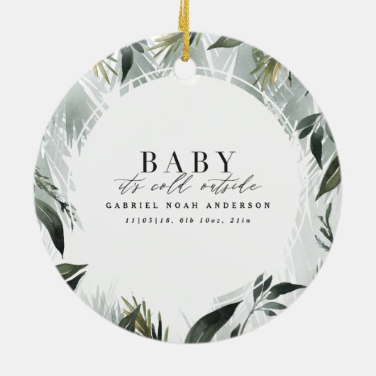 クリスマス誕生発表水の色の写真 セラミックオーナメント (裏面)