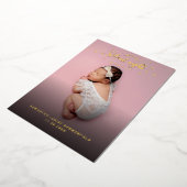 クリスマス誕生統計ベビー写真金ゴールド 箔シーズンカード (回転した状態)