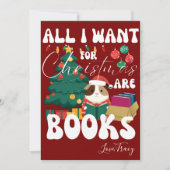 クリスマス読の木の下のモルモットの本 シーズンカード (正面)