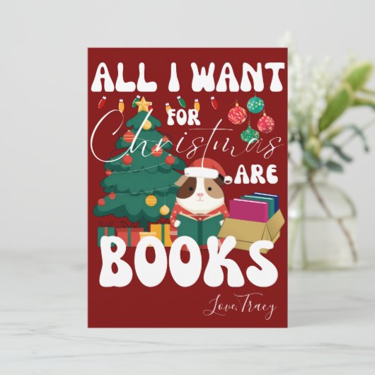 クリスマス読の木の下のモルモットの本 シーズンカード (スタンド正面)