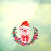 クリスマス豚かわいいおもしろいホワイトレッドメリークリスマス ウィンドウサイン (シート3)