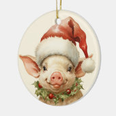 クリスマス豚の追加文字の水色 セラミックオーナメント (左)