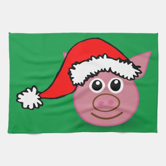 クリスマス豚 キッチンタオル (横)