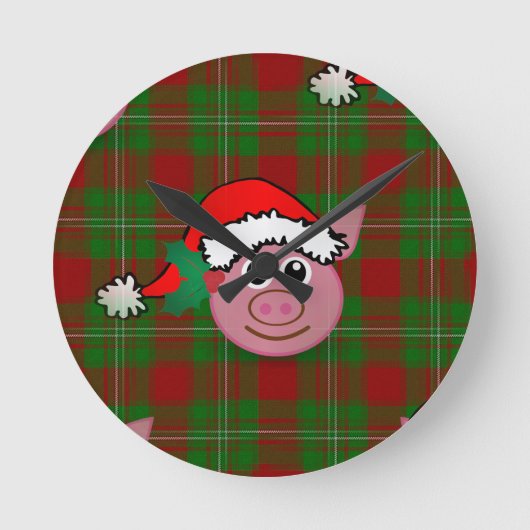 クリスマス豚 ラウンド壁時計 (正面)