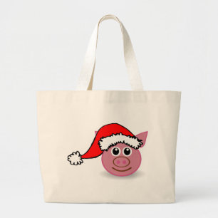クリスマス豚 ラージトートバッグ