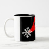 「クリスマス豚」絵文字(絵文字)マグカップ ツートーンマグカップ (左)