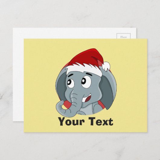 クリスマス象の漫画はがき ポストカード (正面/裏面)