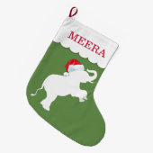 クリスマス象パーソナライズされた ラージクリスマスストッキング (正面 (吊り時))