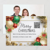 クリスマス豪華な白金QRビジネスカード シーズンカード (正面/裏面)