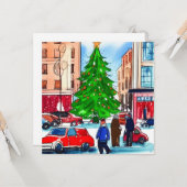 クリスマス買い物客 カード (正面/裏面インサイチュ)