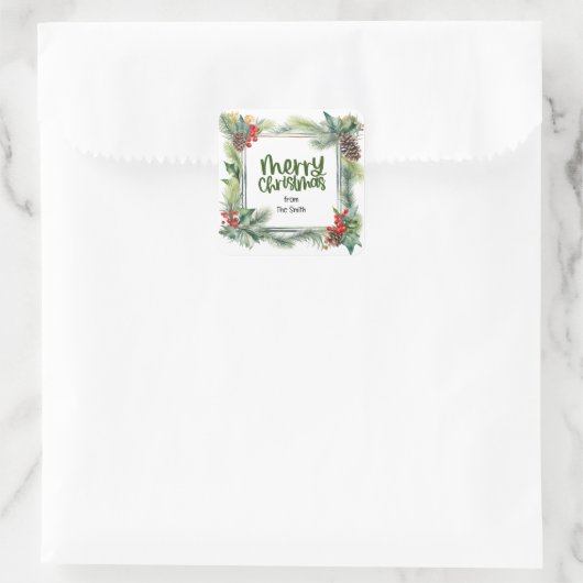 クリスマス賛美のリースの暖かい願いは平和を愛する スクエアシール (バッグ)