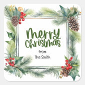 クリスマス賛美のリースの暖かい願いは平和を愛する スクエアシール (正面)