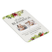 クリスマス賛美の写真数々のの格子模様と葉 マグネット (右側)