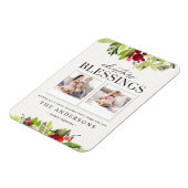 クリスマス賛美の写真数々のの格子模様と葉 マグネット (左側)