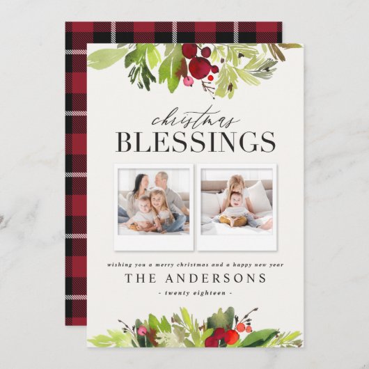 クリスマス賛美の写真数々の用板と葉 シーズンカード (正面/裏面)