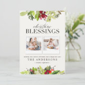 クリスマス賛美の写真数々の用板と葉 シーズンカード (スタンド正面)