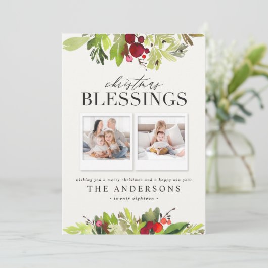 クリスマス賛美の写真数々の用板と葉 シーズンカード (スタンド正面)