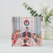 クリスマス賛美の家族ディナーのヴィンテージ シーズンカード (スタンド正面)