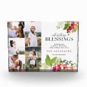 クリスマス賛美の数々の水彩の葉 フォトブロック (正面)