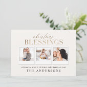 クリスマス賛美の金ゴールド写真の水の色の葉 シーズンカード (スタンド正面)