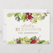 クリスマス賛美の金ゴールド写真の水の色の葉 シーズンカード (裏面)