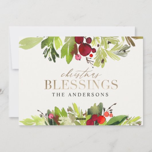 クリスマス賛美の金ゴールド写真の水の色の葉 シーズンカード (裏面)