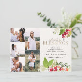 クリスマス賛美の金ゴールド写真の水の色の葉 シーズンカード (スタンド正面)