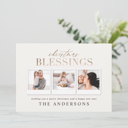 クリスマス賛美の金ゴールド数々の写真 シーズンカード (スタンド正面)