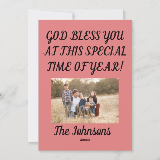 クリスマス賛美の1家族の写真と名前 シーズンカード (裏面)