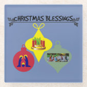 クリスマス賛美の ガラスコースター (正面)