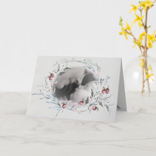 クリスマス賛美ズウォーターカラーベリーフォトリース カード (黄色い花)