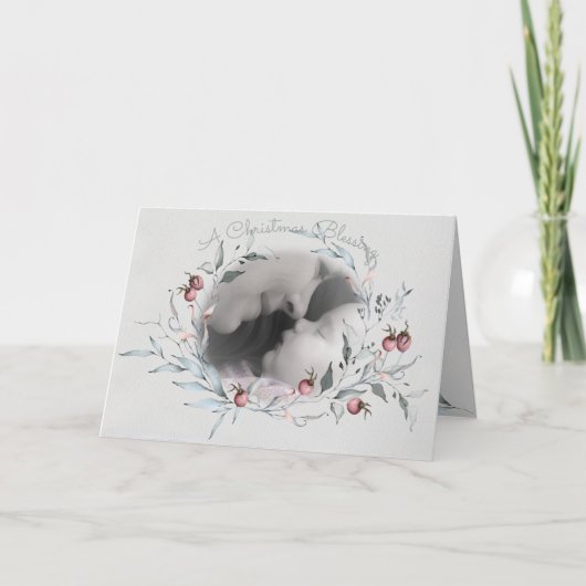 クリスマス賛美ズウォーターカラーベリーフォトリース カード (正面)