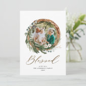 クリスマス賛美金ゴールドスクリプト植物写真1枚 シーズンカード (スタンド正面)